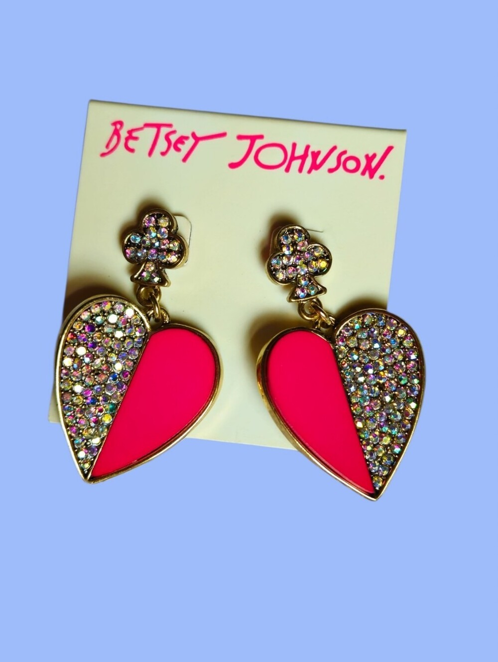 ♣️🎰Betsey CASINO ROYALE Retired Heart Club Dangle Earrings - NWT
